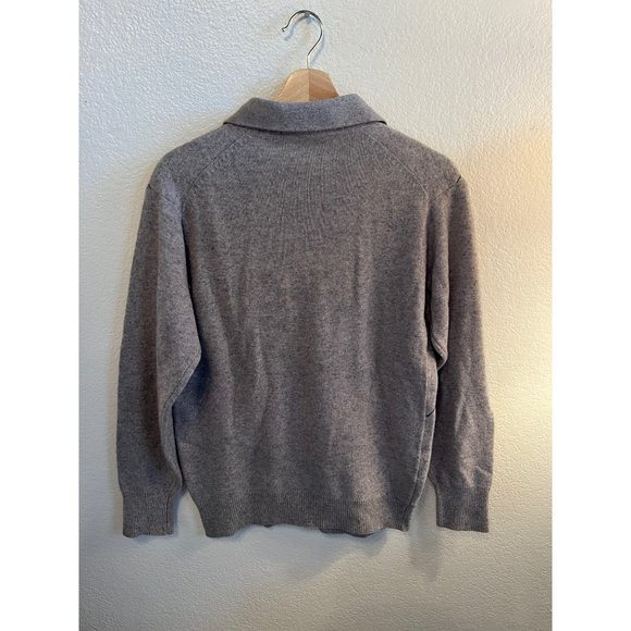 Angora Gray Sweater Long Sleeve Pullover Men's Size Medium Collared Argyle Patte - Picture 5 of 5